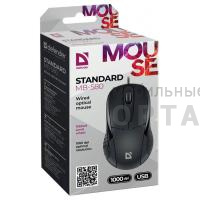 Мышь проводная оптическая DEFENDER Standard MB-580 черный,3 кнопки,1000 dpi (1/40)