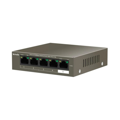 Настольный неуправляемый PoE коммутатор Tenda TEF1105P-4-38W 5*10/100Base-TX, мощность до 35 Вт