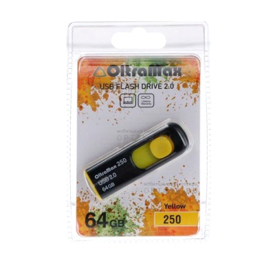 Флешка USB 64 Гб OltraMax 250, USB2.0, желтый